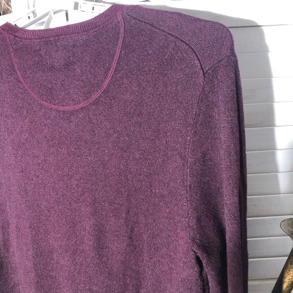 Cashmere Blend Sweater VNeck Burgundy slim fit preppy office career wear elegant - Picture 8 of 11